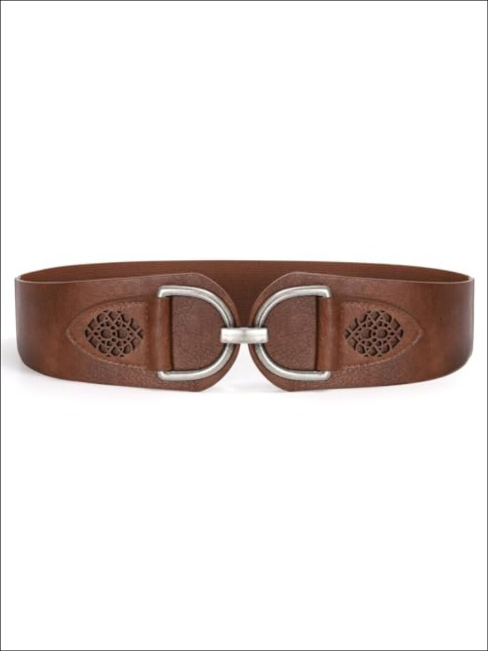 Vintage Wide Stretchy Elastic Faux Leather Belt Chunky Gold Buckle